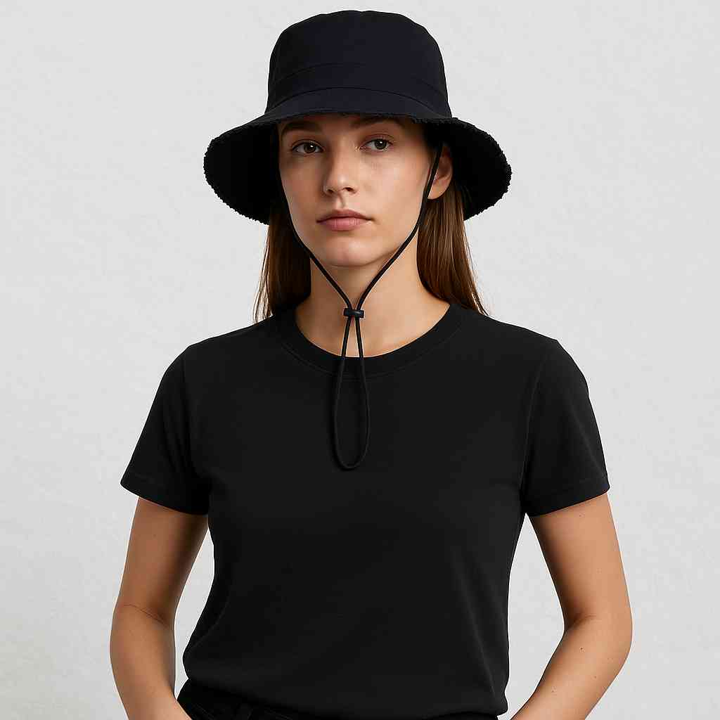 Une femme porte le Chapeau Femme Été Noir