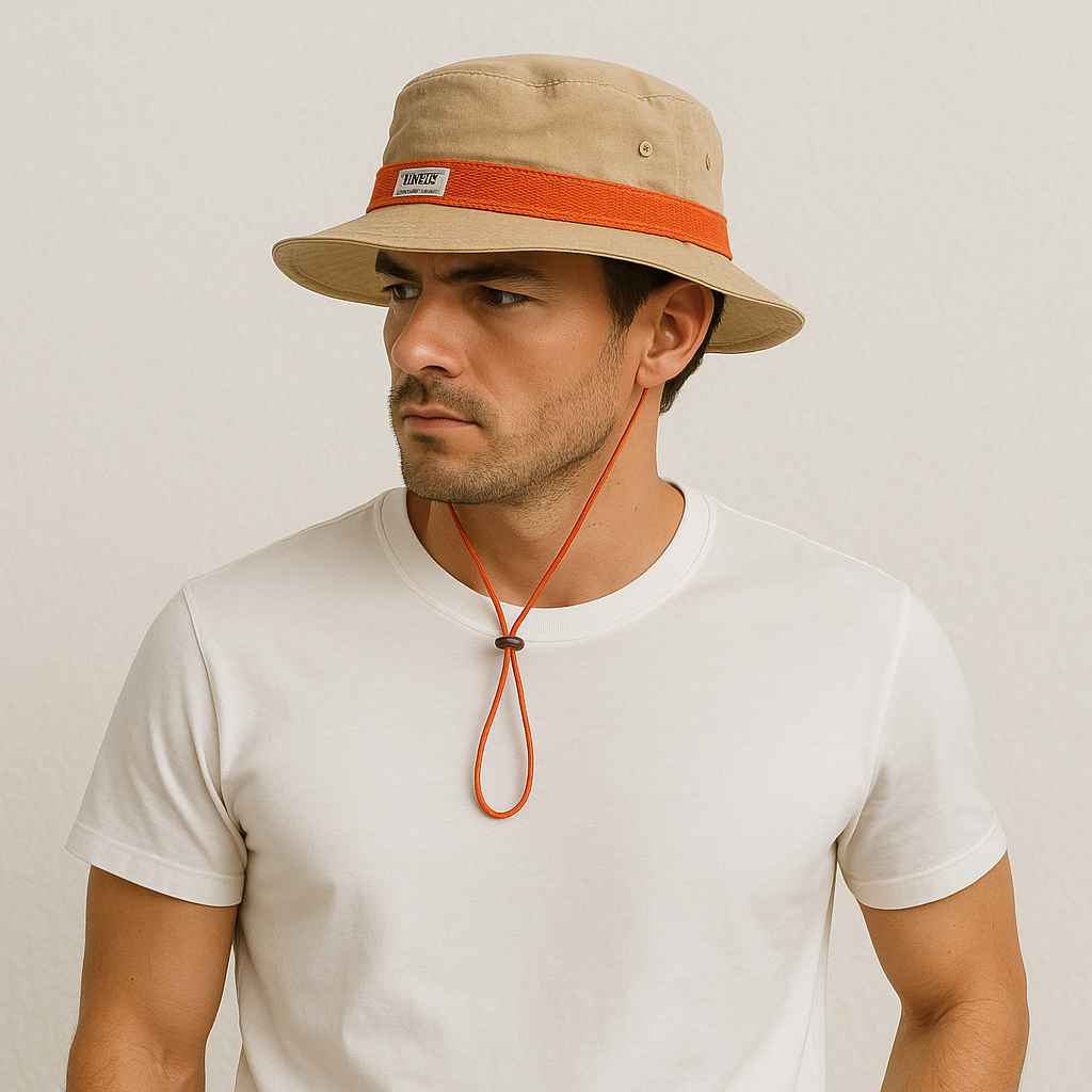 Un homme porte le Chapeau Safari Beige