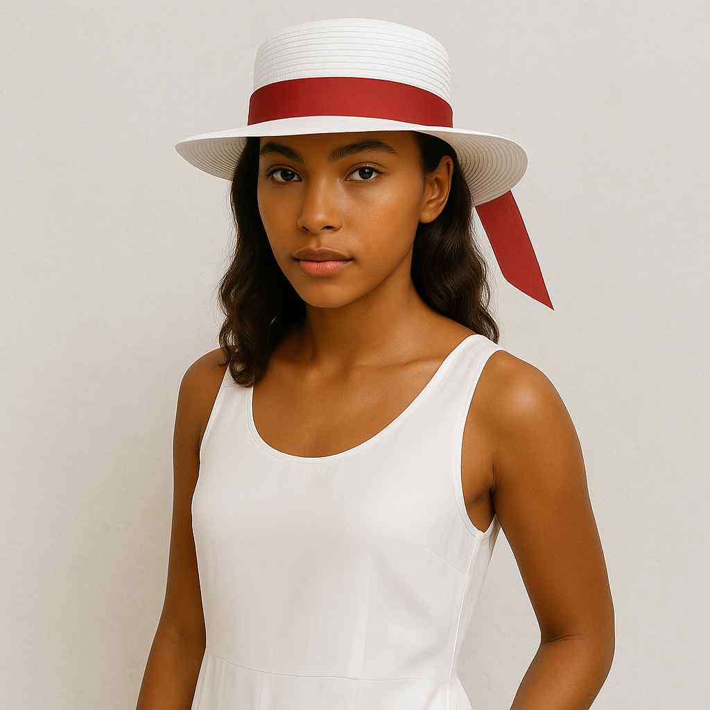 Une femme porte le Chapeau de Paille Femme Chic blanc