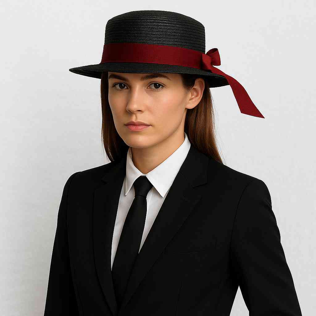 Une femme porte le Chapeau de Paille Femme Chic noir