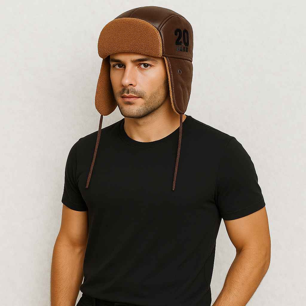 Un homme porte le Chapka Aviateur marron 