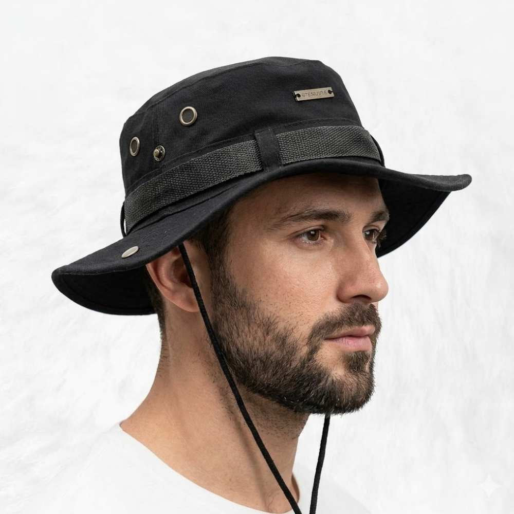 un bob train noir porter par un homme