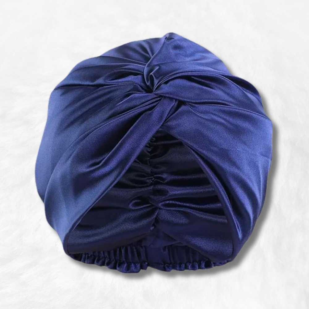 Bonnet de Nuit Satin Bleu Nuit.