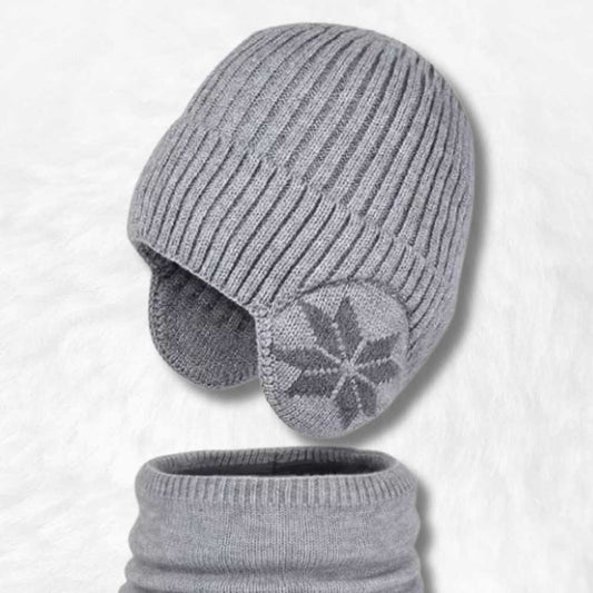 Bonnet Enfant avec Écharpe Gris Clair