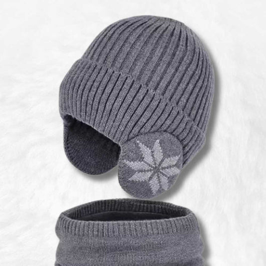 Bonnet Enfant avec Écharpe Gris