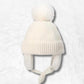 Bonnet Cache Oreille Blanc à Pompon pour Enfant 