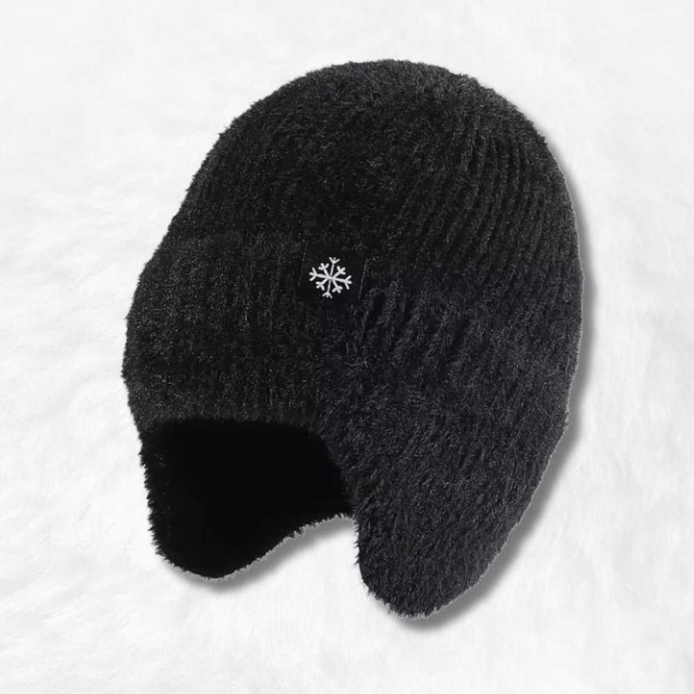 Bonnet Cache Oreille en Laine Noire