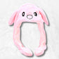 Bonnet avec Oreille qui Bouge en Lapin Rose.