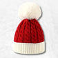 Bonnet avec Pompon Rouge et Blanc.