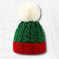 Bonnet Pompon Rouge Vert.