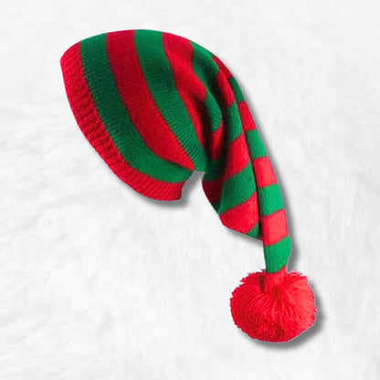 Bonnet Lutin de Noël rouge et vert