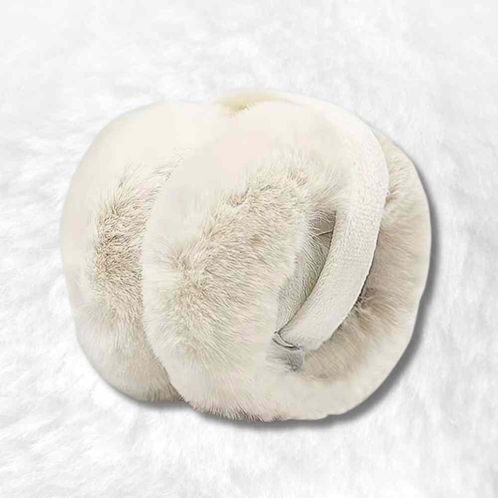 Cache Oreille Fourrure blanc plié