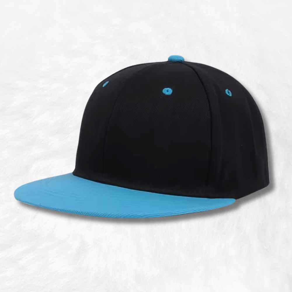 Casquette Snapback visière plate noir & bleu