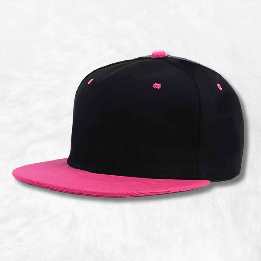 Casquette Snapback visière plate noir & rose