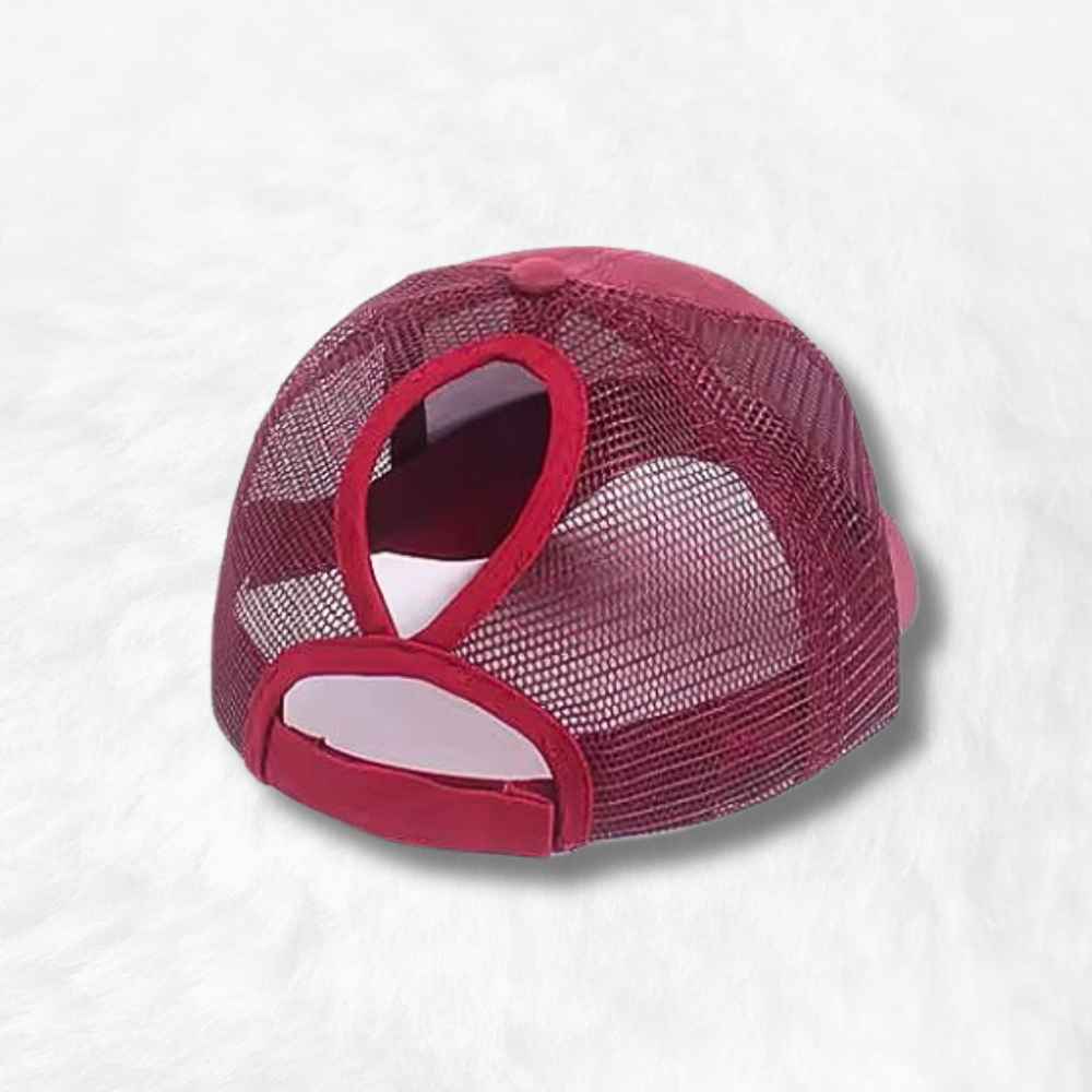 Casquette Trucker Femme Rouge trou pour cheveux