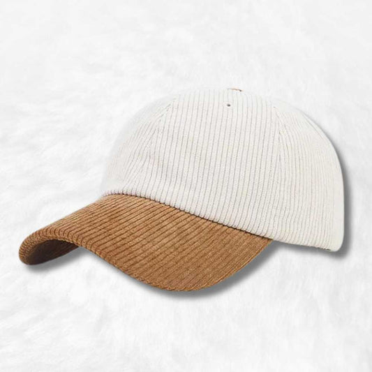 Casquette Velours Côtelé Bicolore Beige