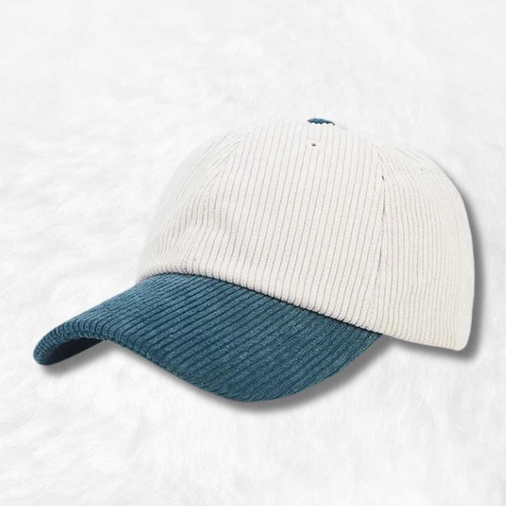 Casquette Velours Côtelé Bicolore Bleu Azur