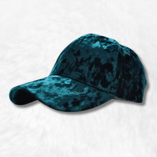 Casquette Velours de Soie Bleu Canard.