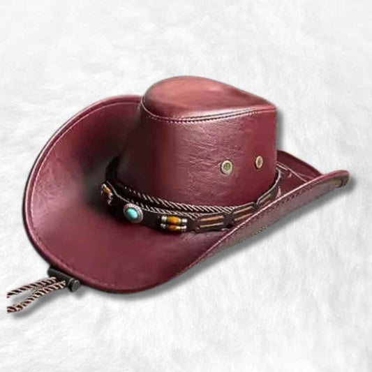 Chapeau Cowboy Cuir rouge Femme ​