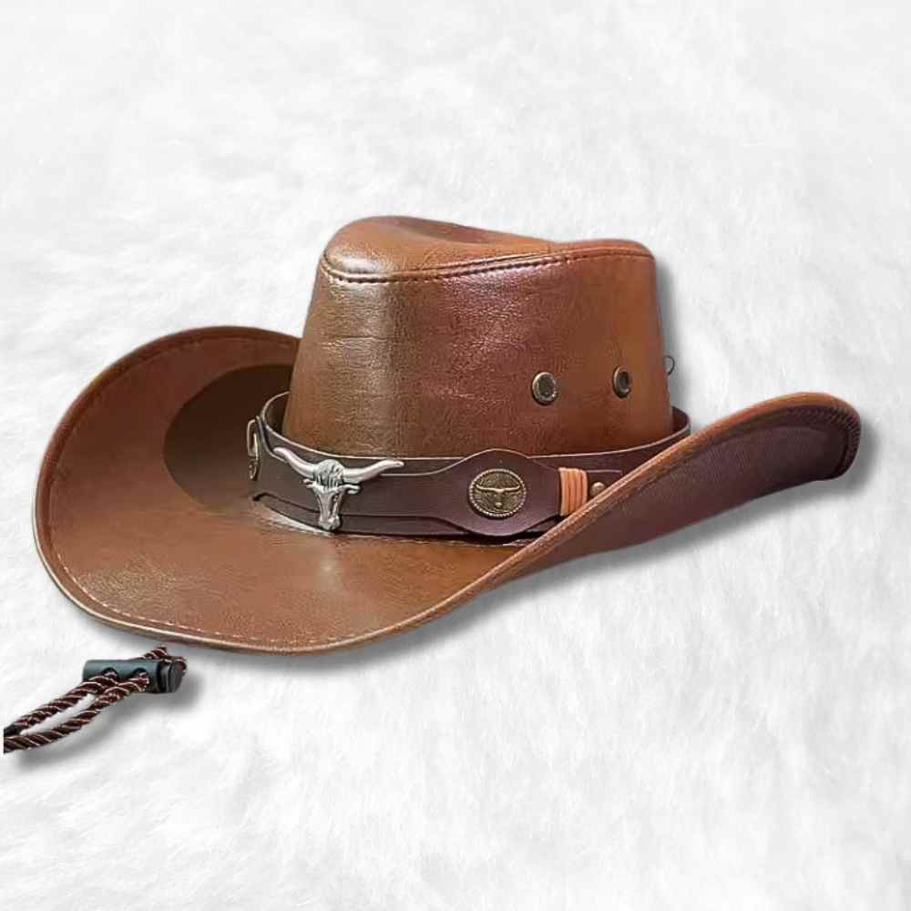 Chapeau Cowboy Homme cuir​ marron