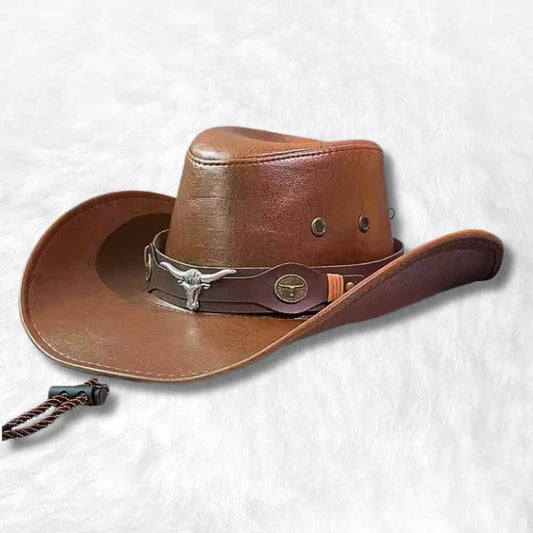 Chapeau Cowboy Homme cuir​ marron