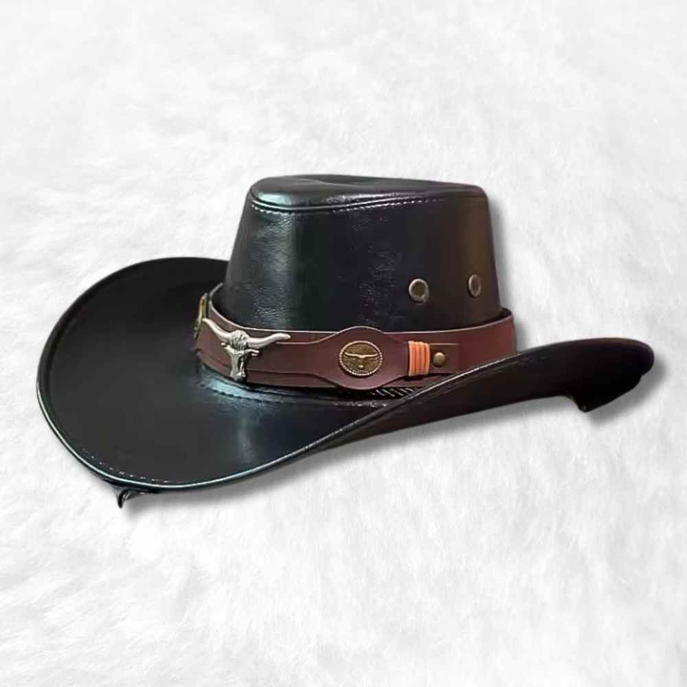 Chapeau Cowboy Homme cuir​ noir