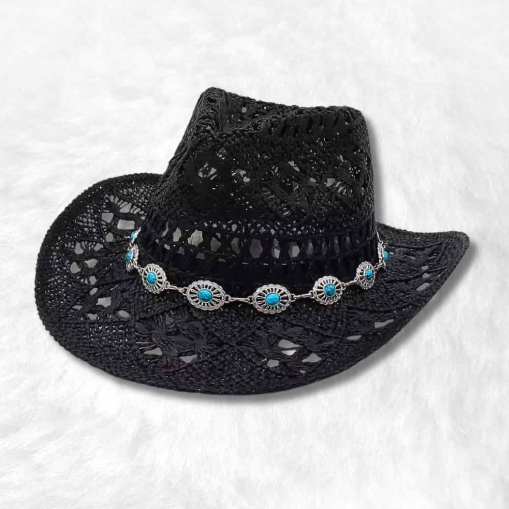 Chapeau Cowboy Paille Femme​ noir