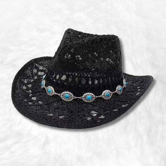 Chapeau Cowboy Paille Femme​ noir