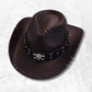 Chapeau Cowboy Tête de Mort marron