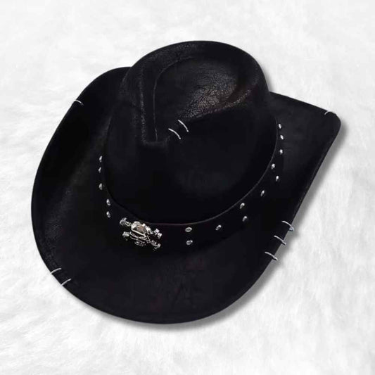 Chapeau Cowboy Tête de Mort noir