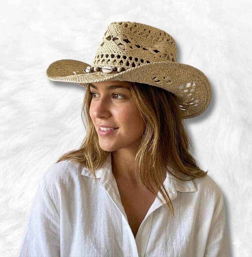 Chapeau Cowboy en Paille beige
