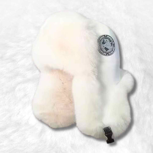 Chapka en Fourrure Homme Blanche
