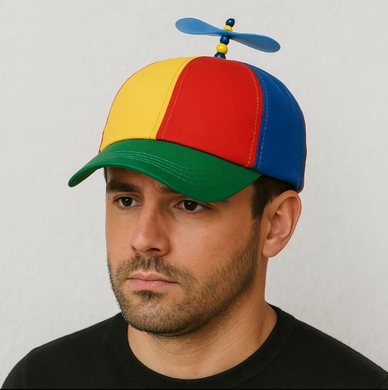 Un homme porte la Casquette à Hélice.